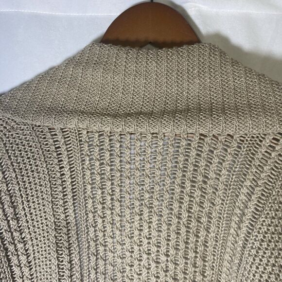 MICHAEL MICHAEL KORS brown wide collar 3/4 sleeve open front cardigan sweater M - Picture 12 of 12